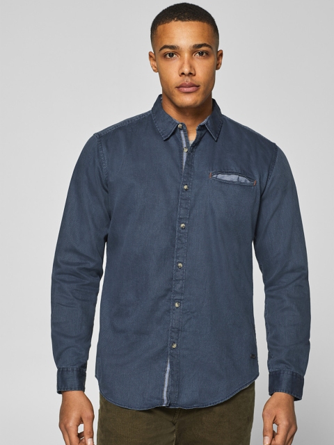 

ESPRIT Men Navy Blue Slim Fit Self Design Casual Shirt