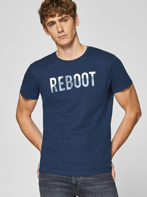 

ESPRIT Men Navy Blue Printed Round Neck T-shirt