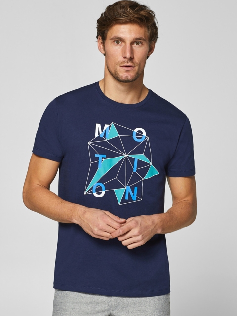 

ESPRIT Men Navy Blue Printed Round Neck T-shirt