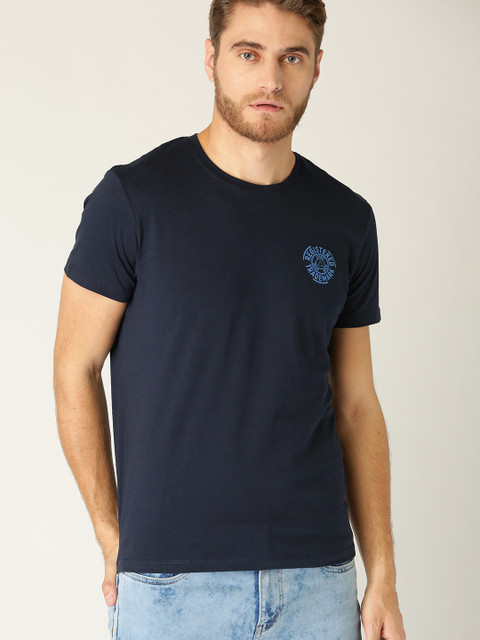 

ESPRIT Men Navy Blue Solid Round Neck T-shirt