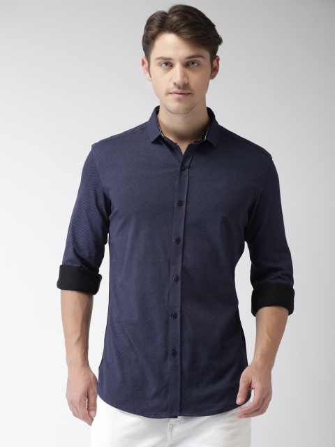 

Bossini Men Navy Blue Regular Fit Self Design Casual Shirt