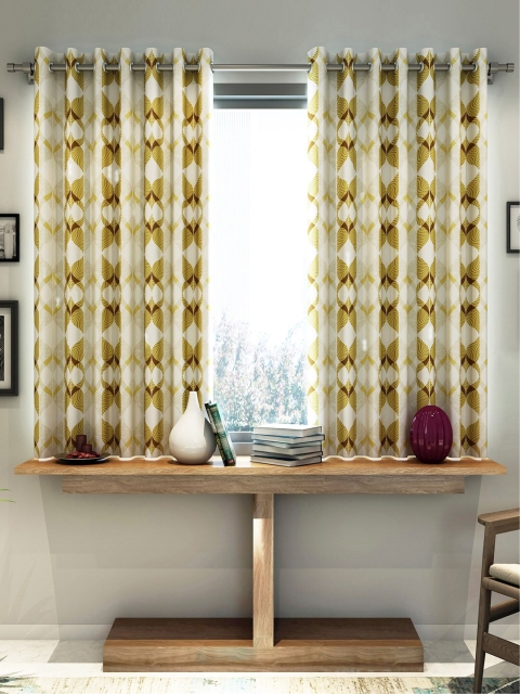 

Divine Casa Yellow & White Set of 2 Window Curtains