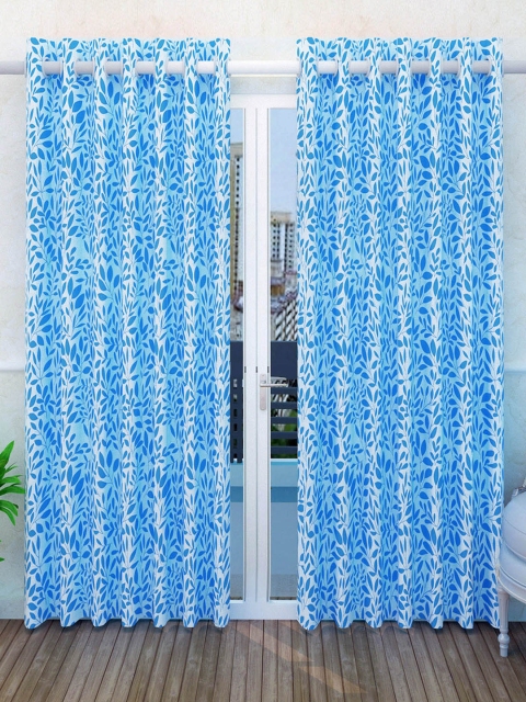 

Divine Casa White & Blue Set of 2 Door Curtains