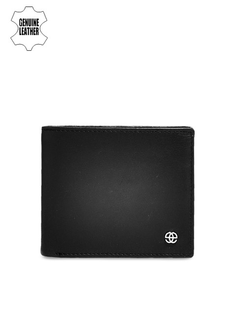 

Eske Men Black Solid Leather Two Fold Wallet