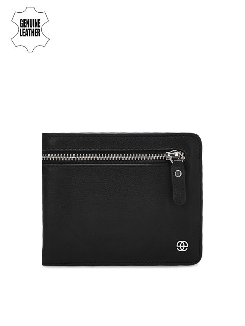 

Eske Men Black Solid Leather Two Fold Wallet