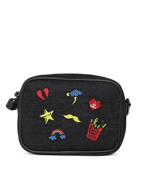 

Kanvas Katha Black Self Design Sling Bag