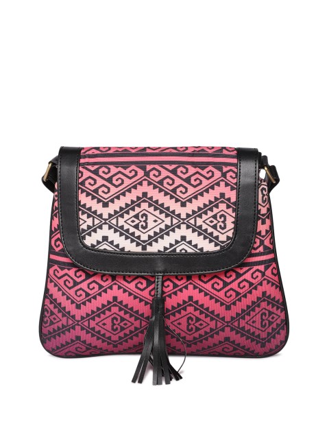 

Kanvas Katha Pink & Black Printed Sling Bag