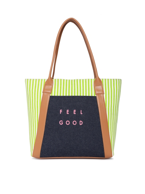 

Kanvas Katha Navy Blue & Green Printed Handheld Bag