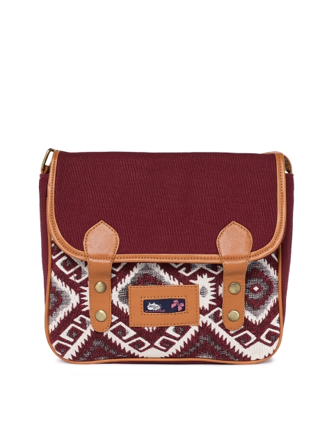 

Kanvas Katha Maroon Printed Sling Bag