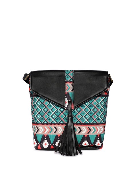 

Kanvas Katha Blue & Black Printed Handheld Bag