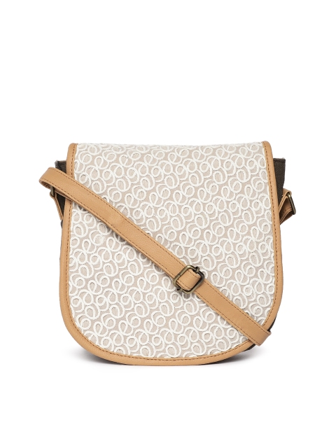 

Kanvas Katha Off-White Self Design Sling Bag