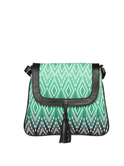 

Kanvas Katha Turquoise Blue & Black Printed Sling Bag