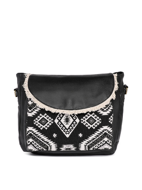 

Kanvas Katha Black Self Design Sling Bag