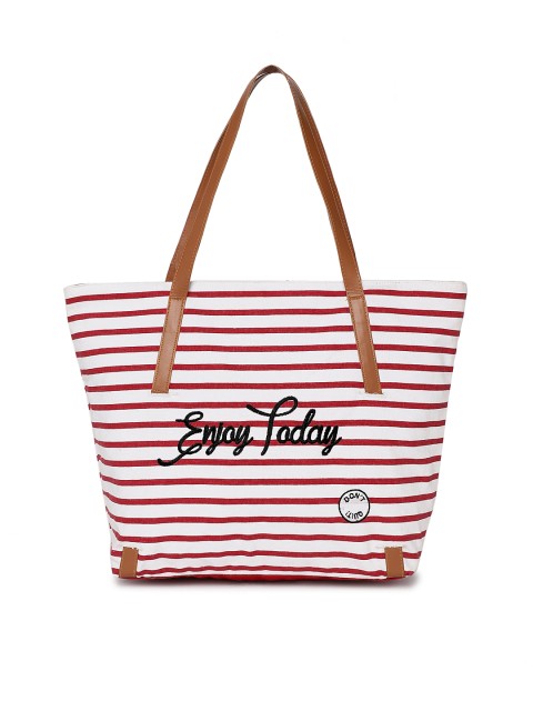 

Kanvas Katha White & Pink Striped Shoulder Bag