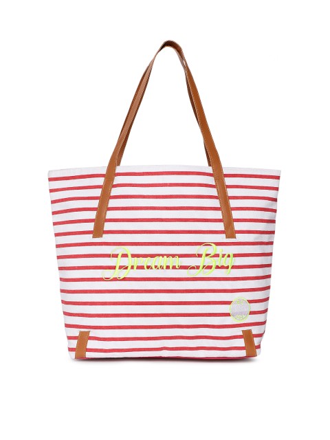 

Kanvas Katha White & Red Striped Tote Bag