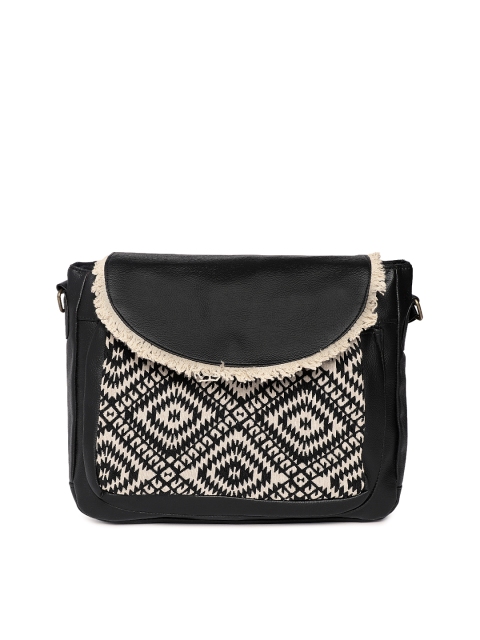 

Kanvas Katha Black Printed Sling Bag