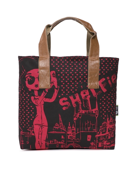 

Kanvas Katha Black & Red Printed Tote Bag