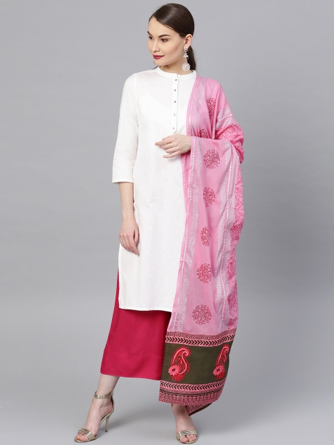 

Rain & Rainbow Pink Printed Pure Cotton Dupatta