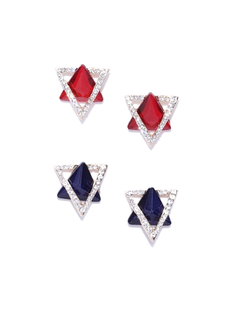 

YouBella Set of 2 Gold-Plated Stone Studs, Red