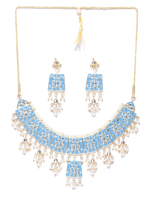 

YouBella Gold-Toned & Blue Stone-Studded Jewellery Set