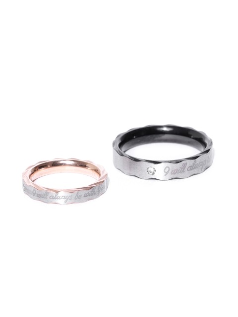 

YouBella Silver-Toned Stone-Studded Couple Ring Set