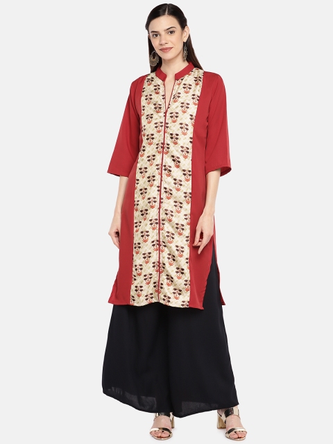 

Satrani Women Red Printed Straight Kurta