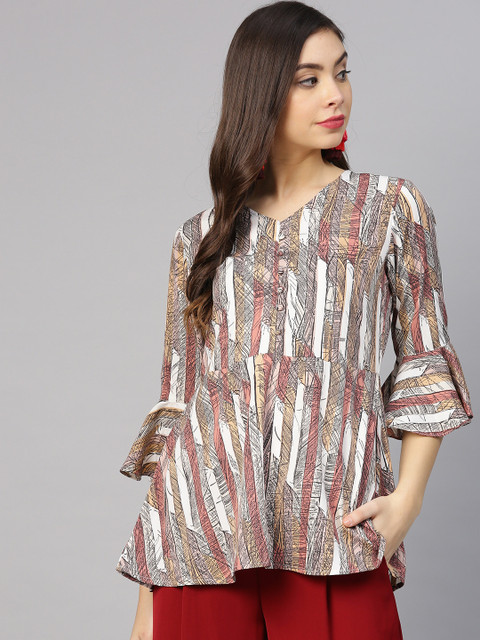

Shree Women White & Mauve Printed Tunic