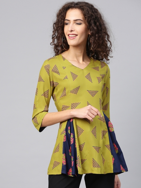 

Shree Women Green & Navy Blue Printed Tunic