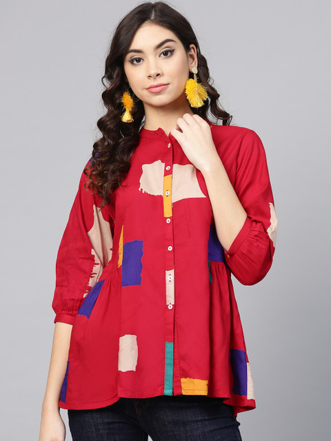 

Shree Red & Blue Printed Tunic