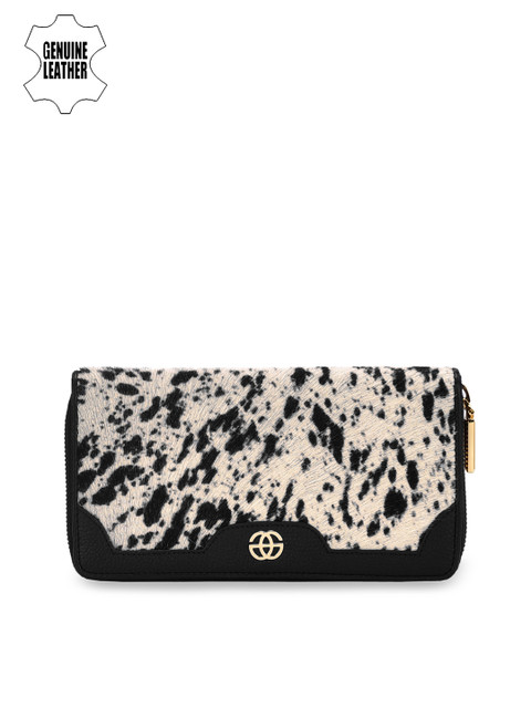 

Eske Women Black & Beige Printed Zip Around Wallet