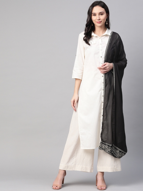

W Black Solid Dupatta
