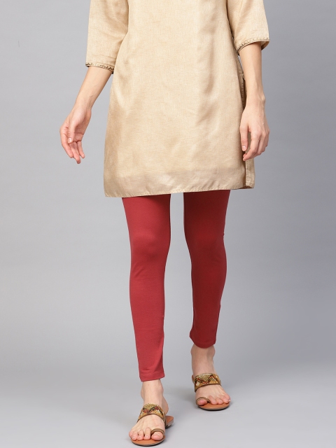 

W Women Red Solid Ankle-Length Leggings