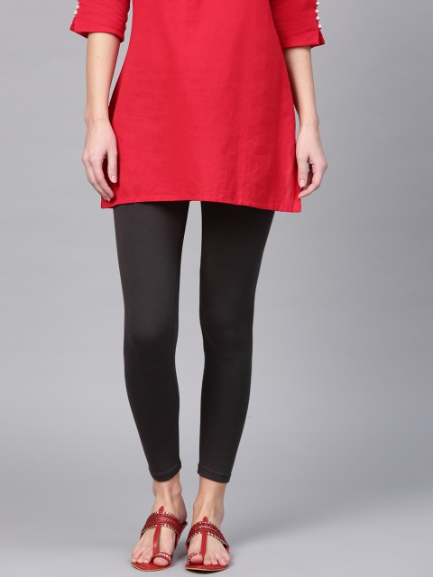 

W Women Charcoal Grey Solid Leggings