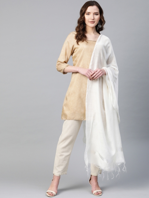 

W Off-White Solid Dupatta