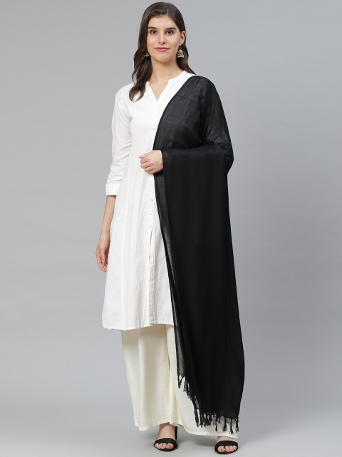 

W Black Solid Dupatta