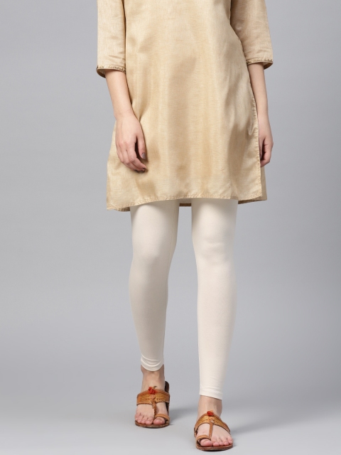 

Wishful by W Women Off-White Solid Ankle Length Leggings