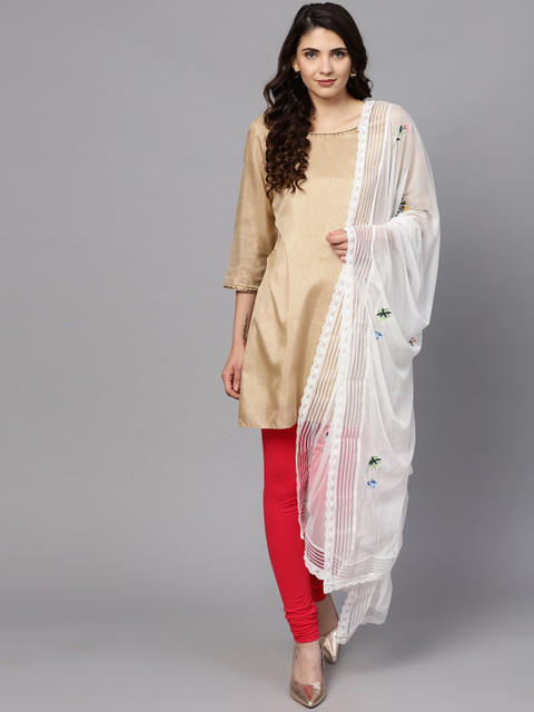 

W White Embroidered Dupatta