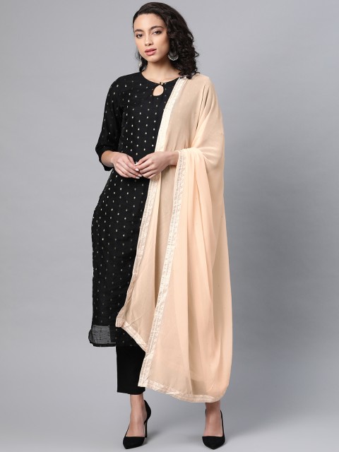 

W Peach-Coloured Mukaish Work Dupatta
