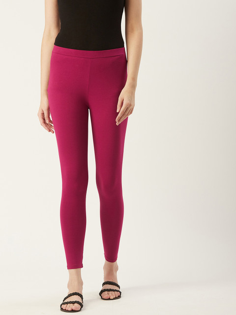 

W Women Magenta Solid Ankle-Length Leggings