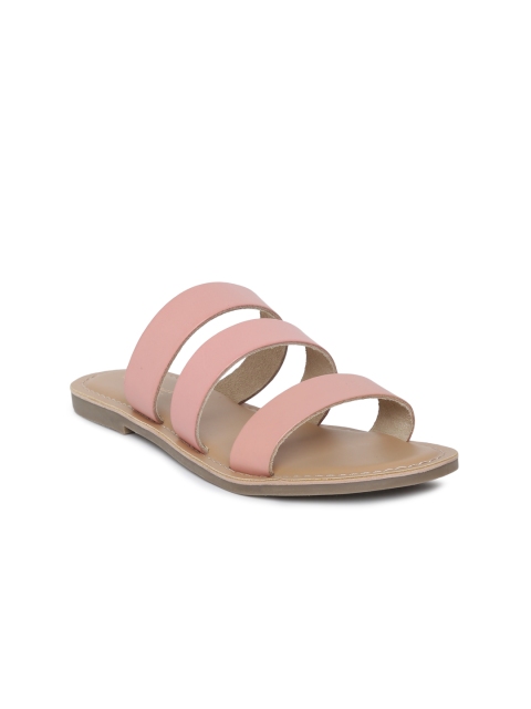 

Steve Madden Women Pink Leather Open Toe Flats