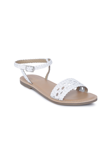 

Steve Madden Women White Woven Design Leather Open Toe Flats