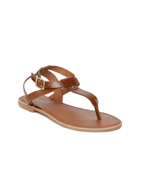 

Steve Madden Women Tan Solid Leather Open Toe Flats