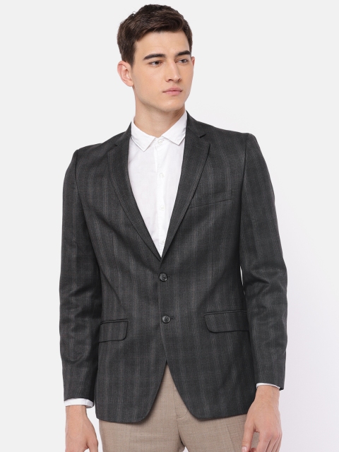 

Raymond Charcoal Grey Checked Contemporary Fit Single-Breasted Formal Blazer
