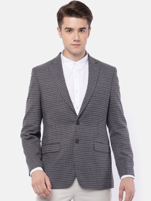 

Raymond Men Grey Checked Single-Breasted Contemporary Fit Formal Blazer