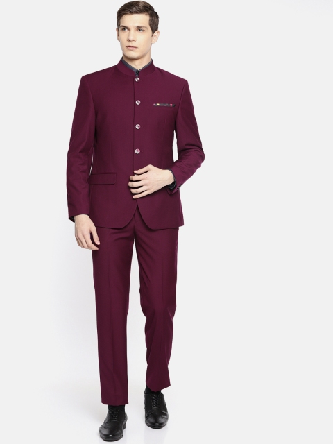 

Park Avenue Burgundy Slim Fit Bandhgala Suit