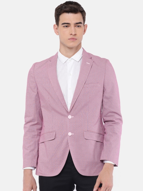 

Raymond Men Maroon & White Self-Design Single-Breasted Contemporary Slim Fit Formal Blazer