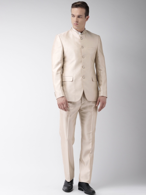 

Raymond Men Beige Self Design Contemporary Fit Single-Breasted Bandhgala Suit