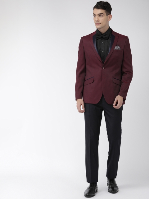 

Raymond Men Maroon & Navy Blue Contemporary Fit Self Design Single-Breasted Formal Suit