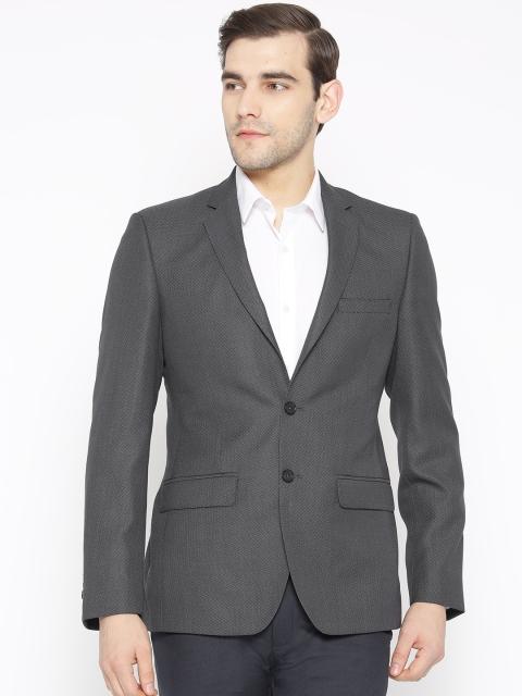 

Raymond Men Charcoal Grey Slim Fit Textured Single-Breasted Formal Blazer