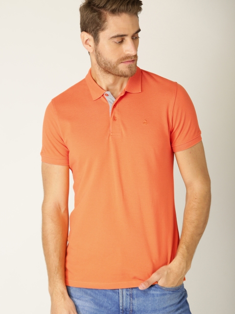 

United Colors of Benetton Men Orange Solid Polo Collar T-shirt